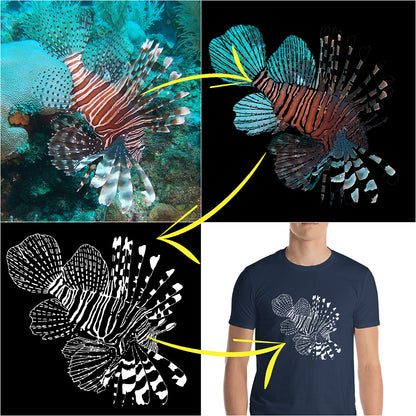 "Lionfish" Unisex Super Soft Lightweight T-Shirt - White Print