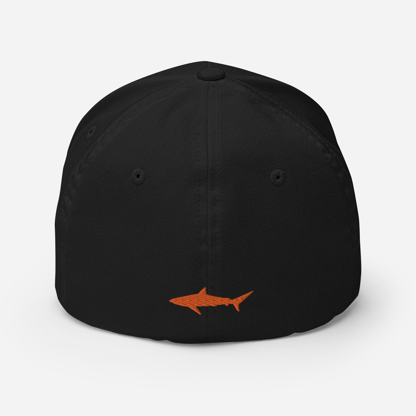 Flex-Fit Shark Emboidered Hat with Orange Thread