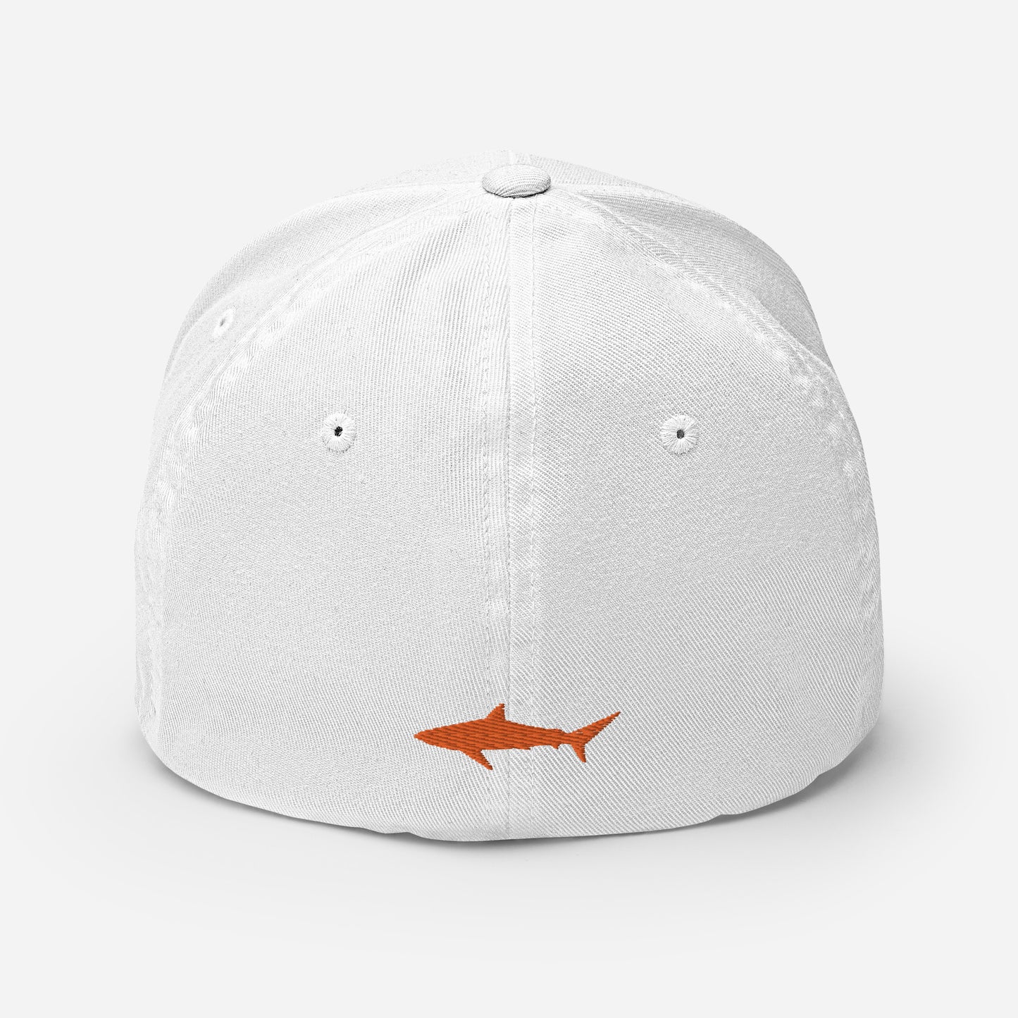 Flex-Fit Shark Emboidered Hat with Orange Thread
